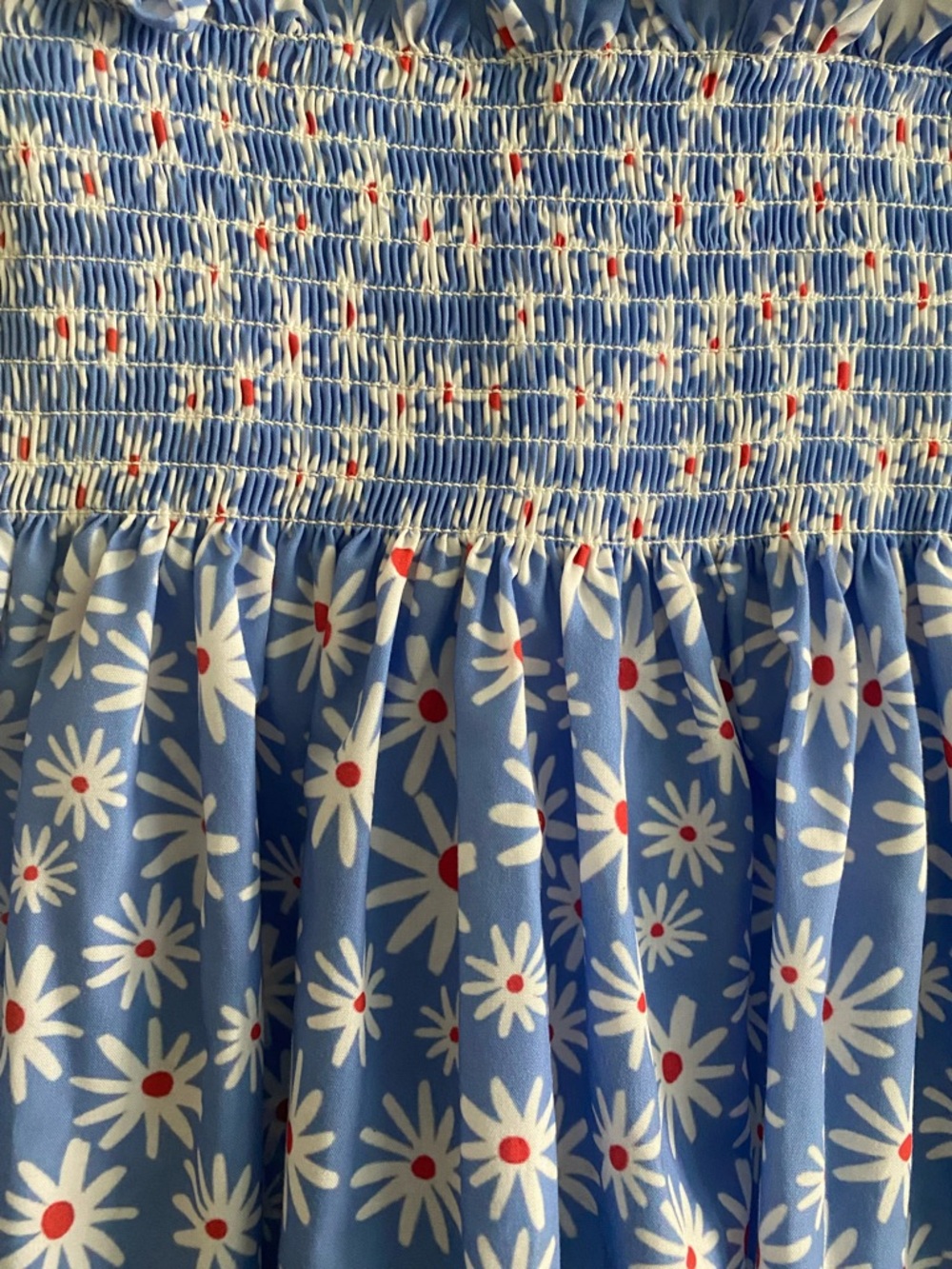 Cecil and Lou Blue Daisy Smocked Tie Shoulders Sun Dress 5t - Picture 8 of 12